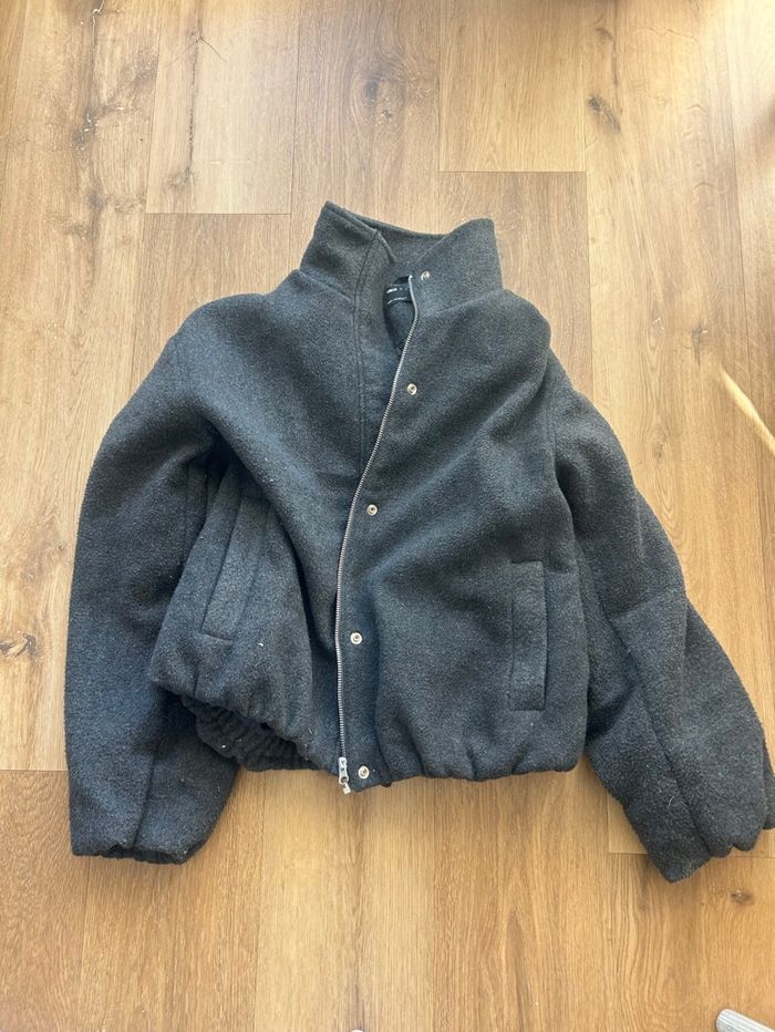 Bomber élégant effet brossé à col cheminée anthracite Asos design gris taille S - photo numéro 3