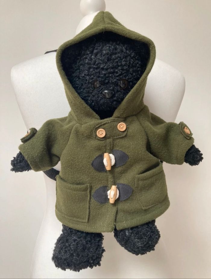 Sac à dos ours en peluche noir et kaki 🧸 - photo numéro 2