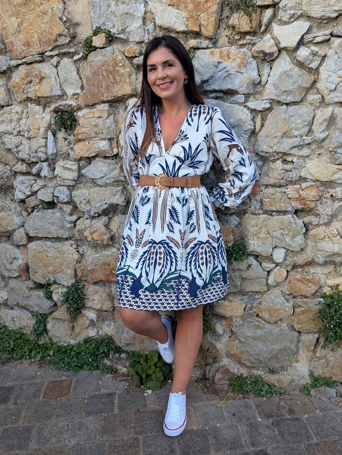 Robe Marseilles motif palmiers décolleté en V
Taille S/M