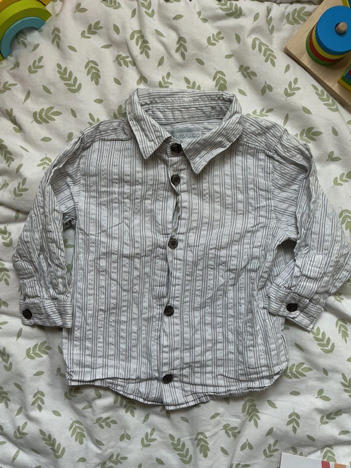 chemise manches longues blanc rayé paillettes argent 12 mois kimbaloo - photo numéro 3