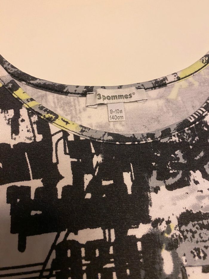 Robe graffiti noir blanc jaune 3 pommes 9/10ans 140cm - photo numéro 2