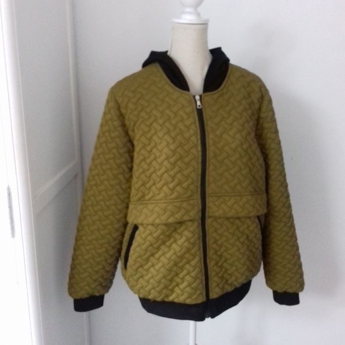 BLOUSON MATELASSE VERT OLIVE CAPUCHE NOIRE - T.XL - - photo numéro 4