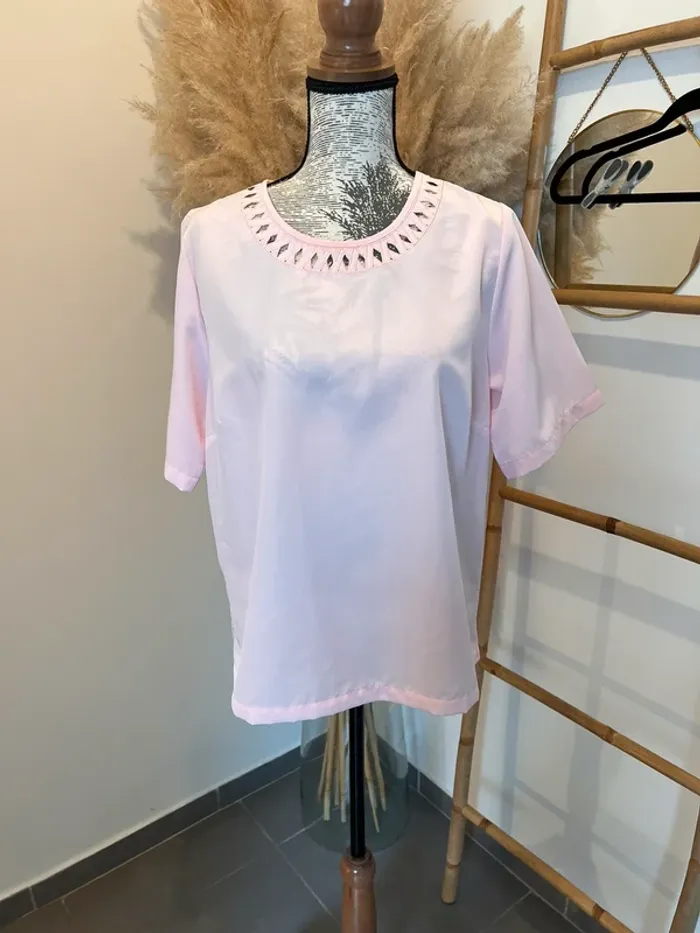 Blouse manche courte rose