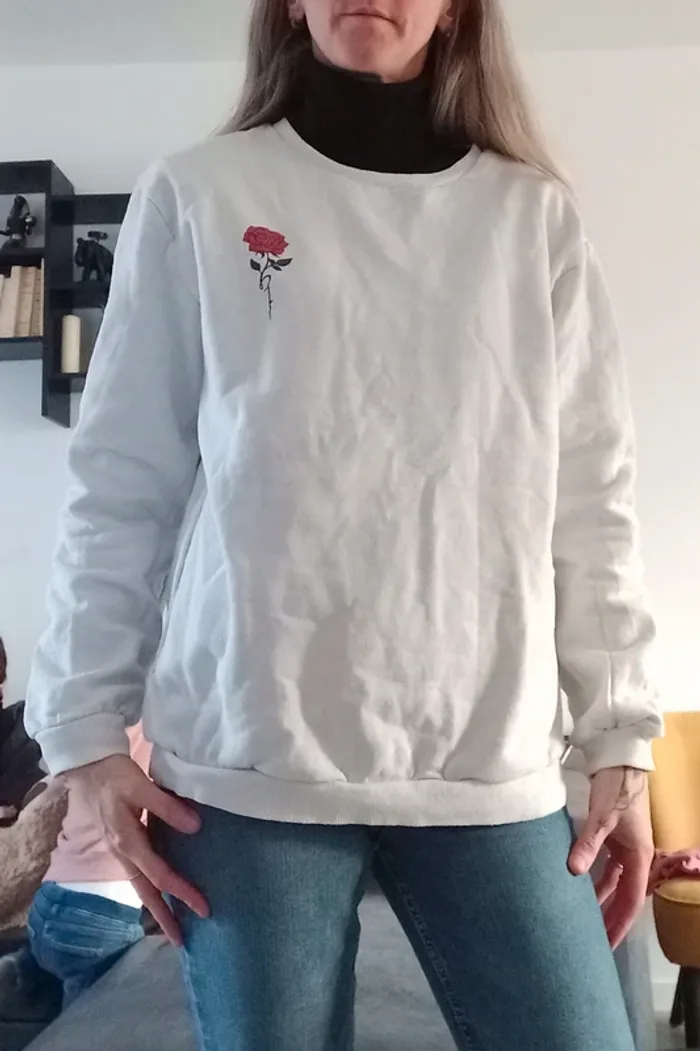 Pull blanc femme L - photo numéro 2