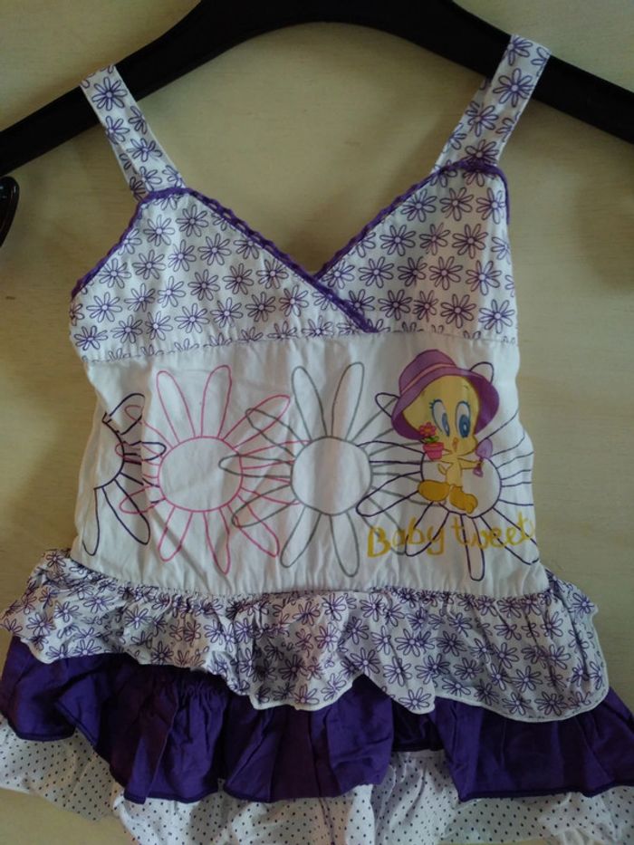 Magnifique robe été fine bretelles titi baby Looney Tunes - photo numéro 3