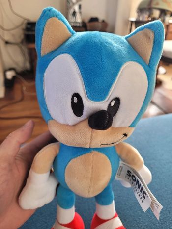 RARE Peluche officielle Sonic the Hedgehog Hérisson Sega bleu rouge 30cm collection doudou geek