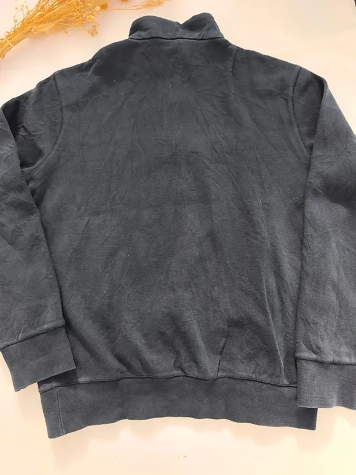 Sweat 1/4 zippé bleu marine logo blanc grosse tâche devant taille M Ralph Lauren homme - photo numéro 17