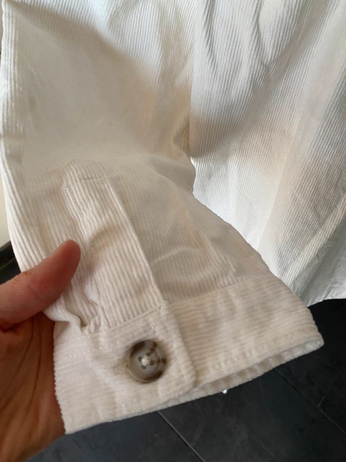 Veste Chemise Kiabi regular fit en velours côtelé blanc crème taille L - photo numéro 6