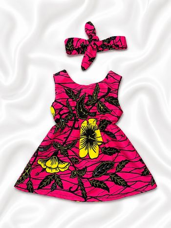 Robe en wax avec pression à l’épaule + son bandeau à nouer