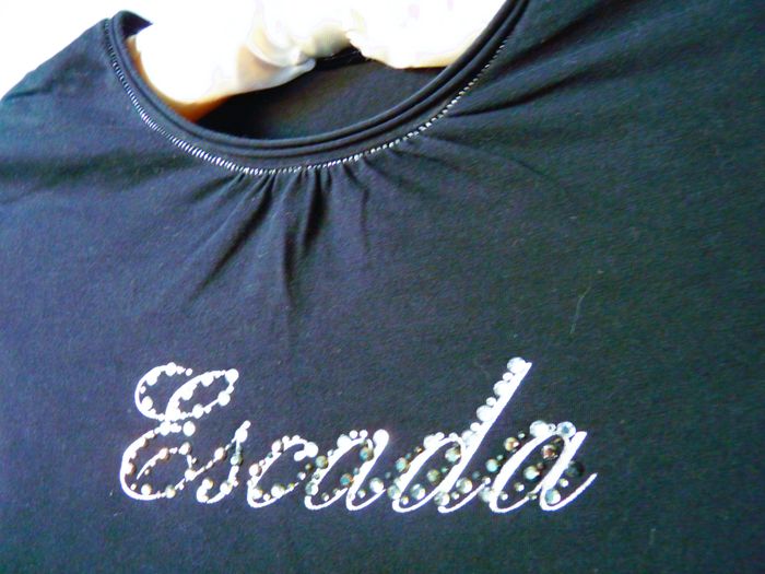 T-shirt Fille Esacada 12 ans noir strass argent ML TBE - photo numéro 2