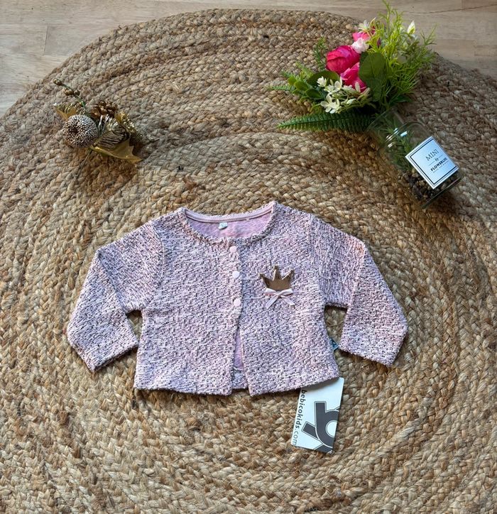 🌺Bolero rose effet pied de poule Taille 6mois🌺