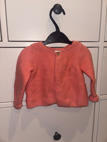 Gilet corail en maille – 3 mois (bébé fille)