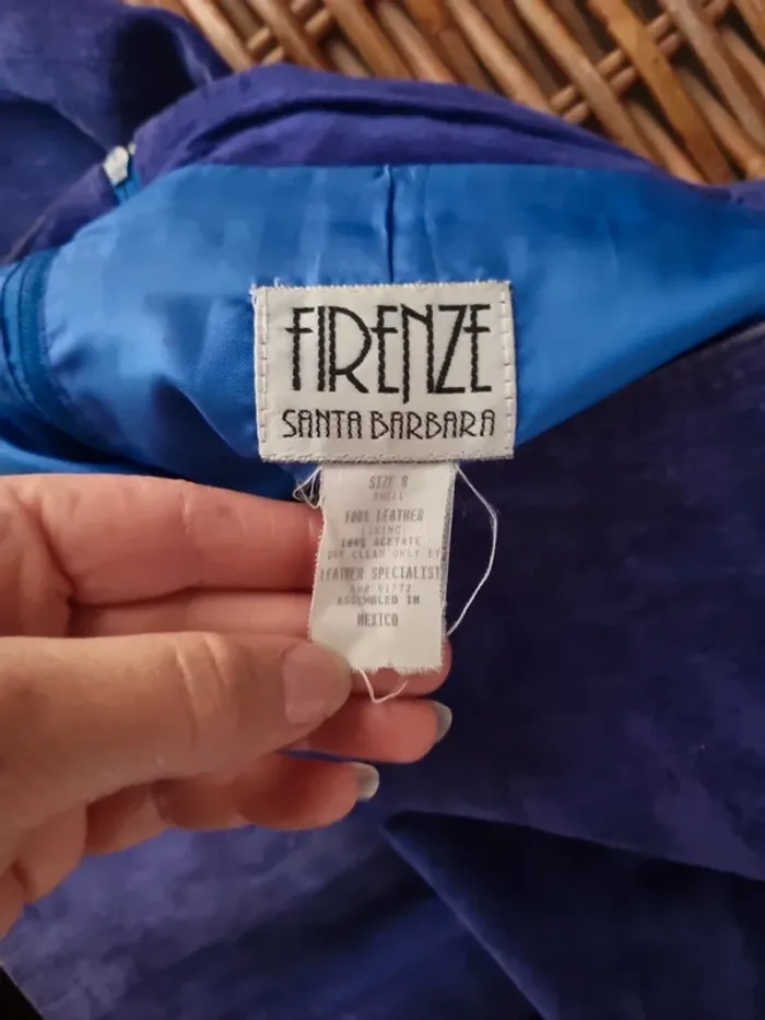 Jupe en croute de cuir bleu vif taille s - photo numéro 5