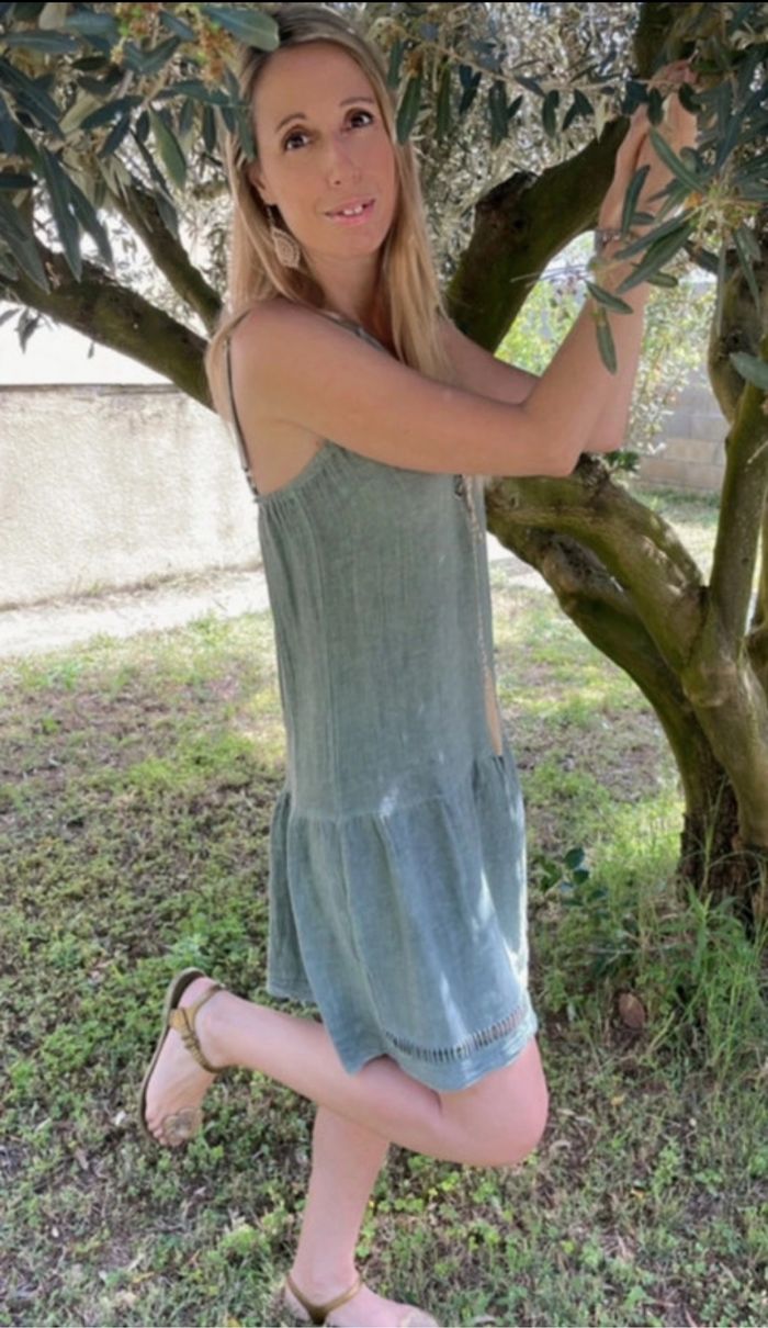 Robe été coton et lin taille unique - photo numéro 4