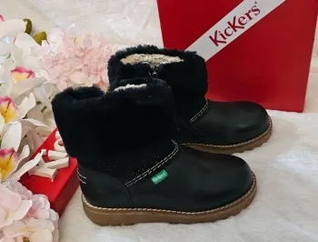 Bottes Bottines Cuir Zip Fourrées Kickers T28