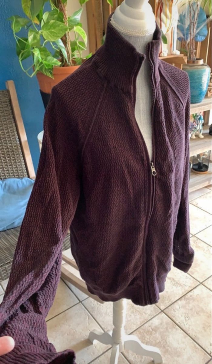 🧶 Gilet zippé homme C&A The Basics – Taille L – Coloris prune/marron chiné - photo numéro 4