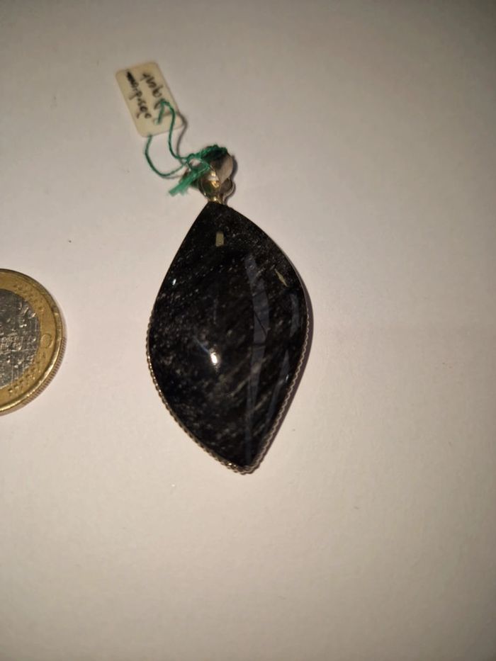 Pendentif obsidienne argentée Mexique - photo numéro 7