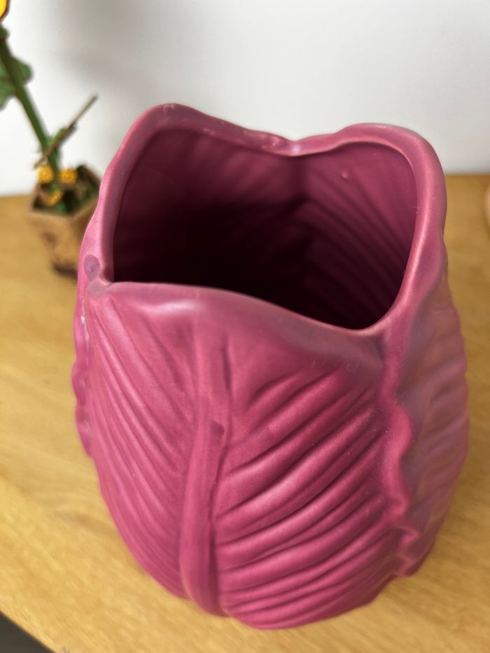 Vase décoratif rose en céramique – Motif feuille – Neuf - photo numéro 2