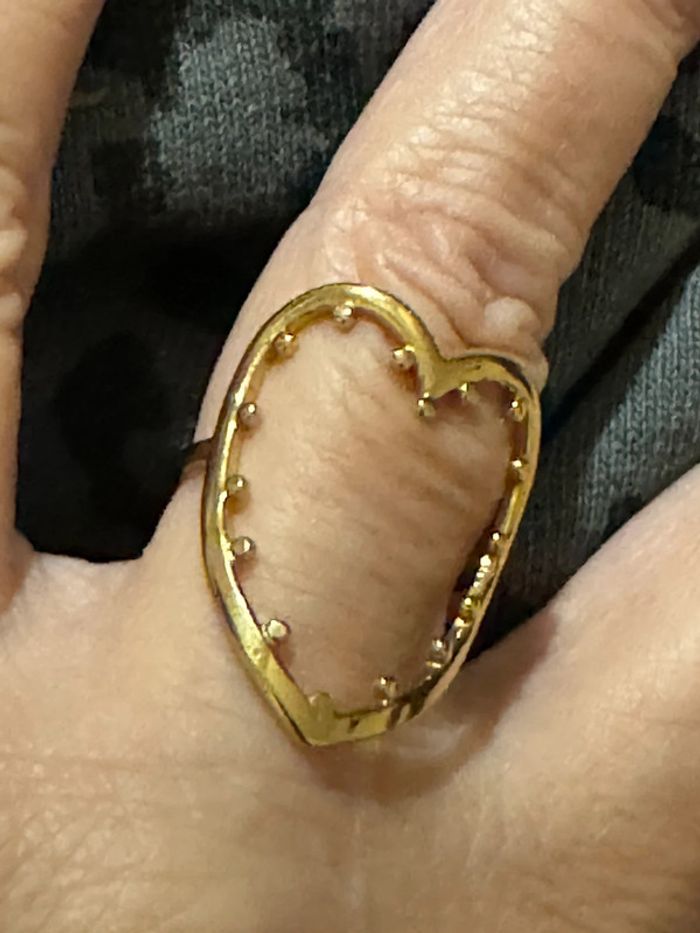 Bague cœur xl acier inoxydable or réglable - photo numéro 3