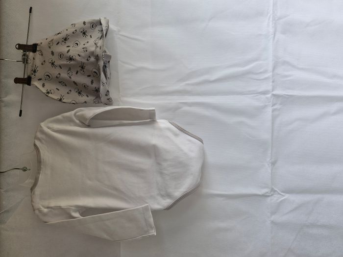 Ensemble mixte body à manches longues bonnet 24 mois - 86 cm Pommette Blanc gris - photo numéro 5
