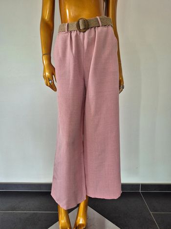 Pantalon Palazzo Rose Femme avec Ceinture Taille M/L