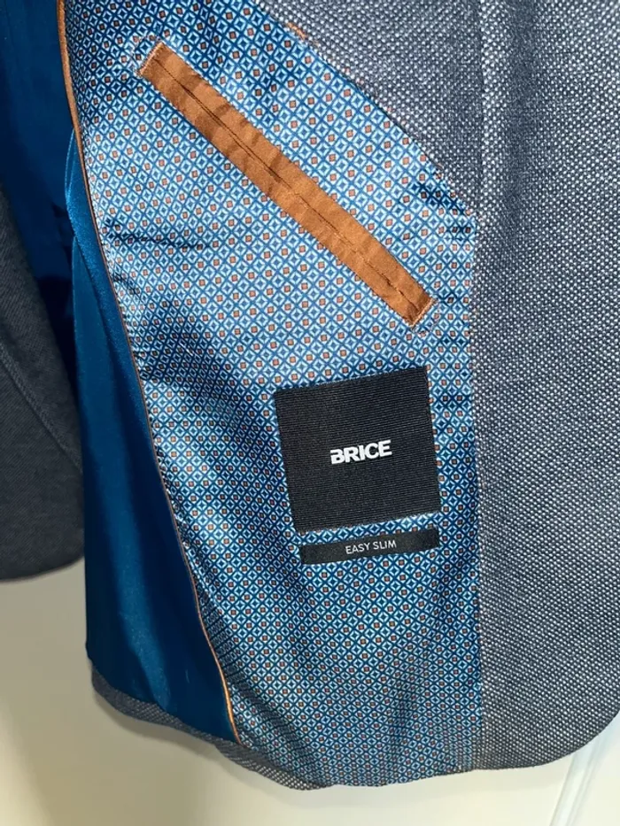 Veste blazer homme bureau mariage cérémonie bleu gris chiné - photo numéro 3