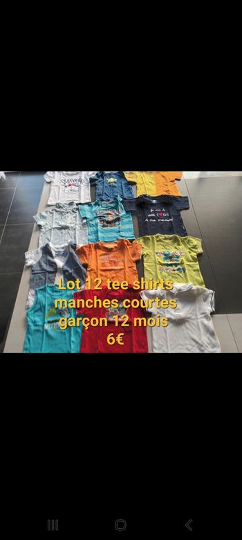 Lot 12 tee shirts manches courtes garçon 12mois