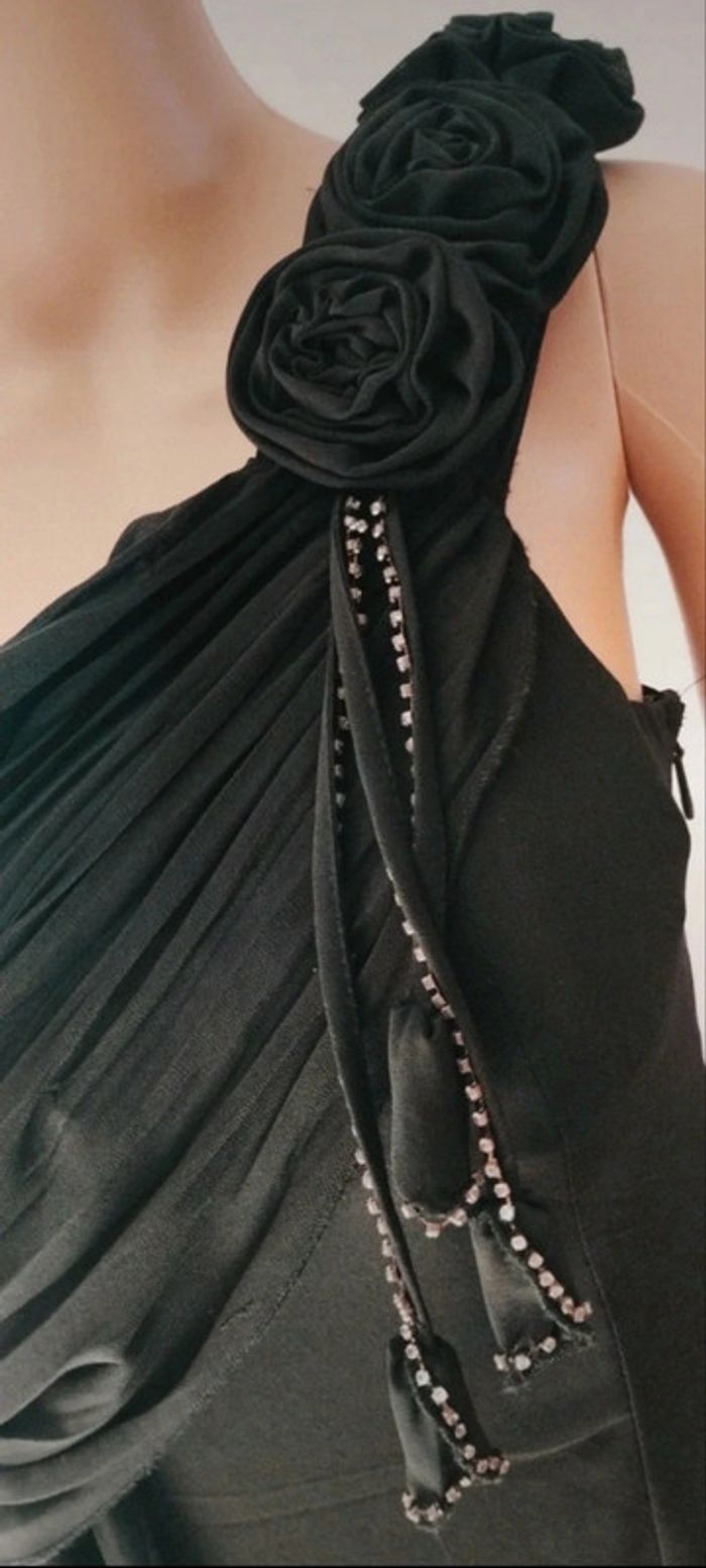 💜 Robe de soirée noir avec fleurs strass M 38 #emyfleury_38femme - photo numéro 4