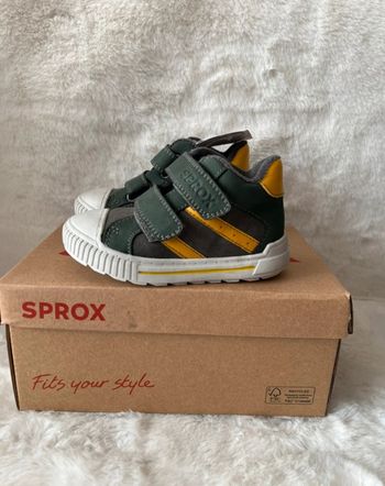 Baskets gris, verte et jaune à scratch Sprox pointure 22