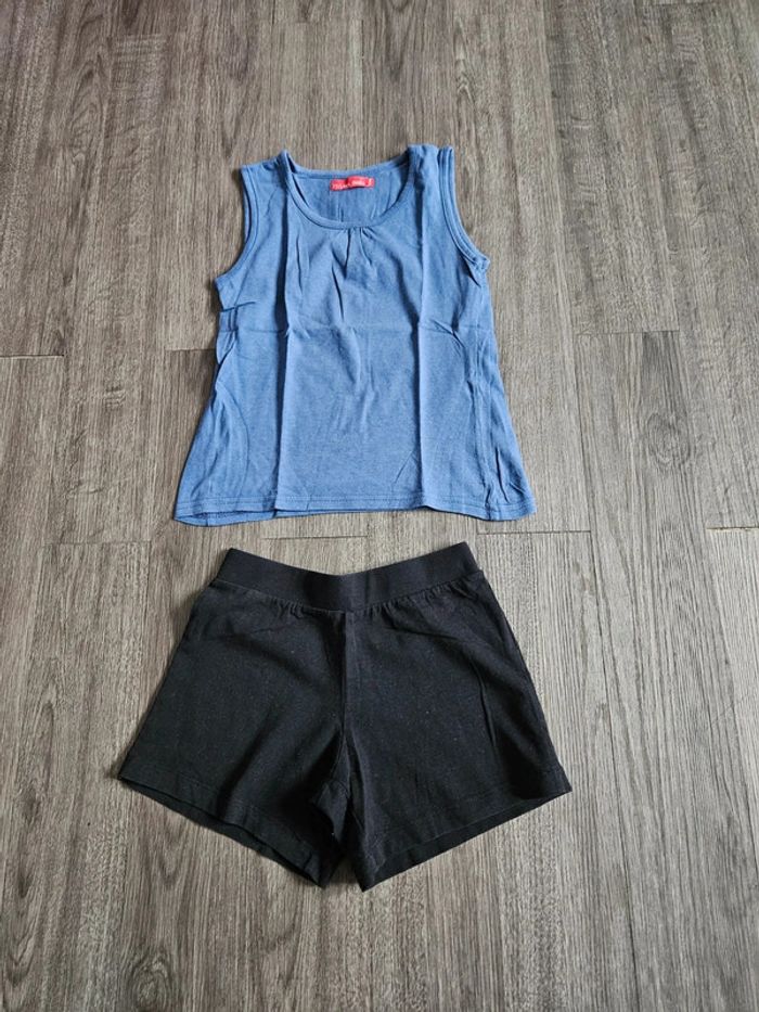 Ensemble short fille bleu et noir taille 5 ans