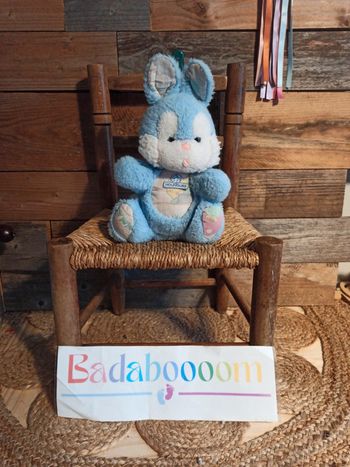 Peluche lapin bleu Nounours vintage