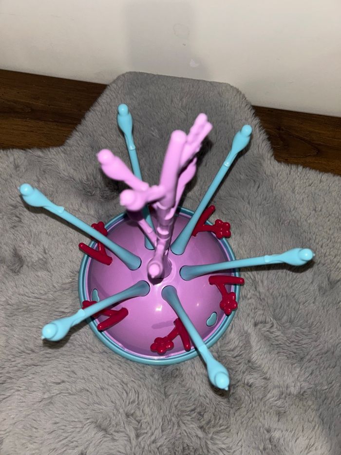 Arbre / égouttoir à biberon motifs oiseaux  bleu et violet - photo numéro 3