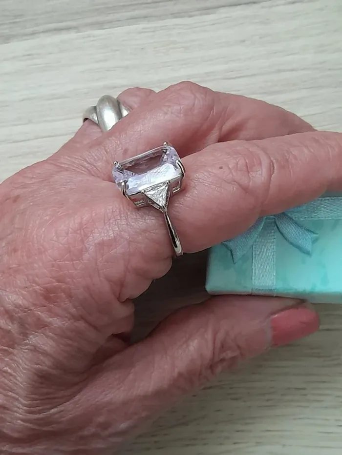 Bague avec grande pierre rectangulaire,couleur Transparente, style Bohème, taille 60 - photo numéro 6