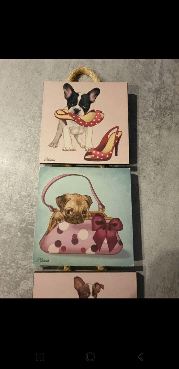 3 petits cadres de décoration chiens - photo numéro 2