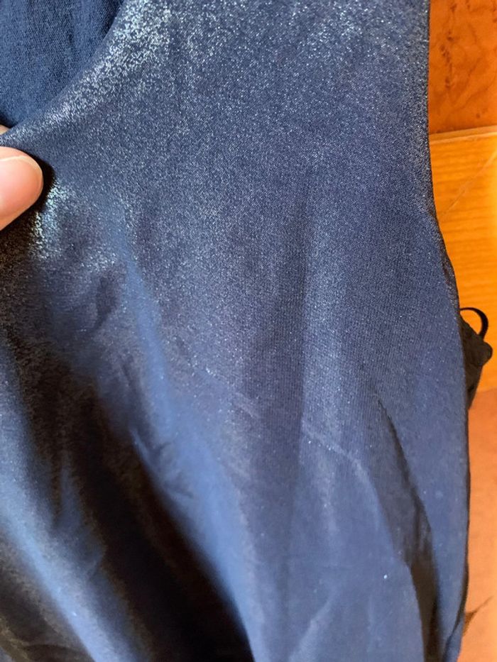 Haut habillé bleu marine reflet pailleté taille M Phildar - photo numéro 6