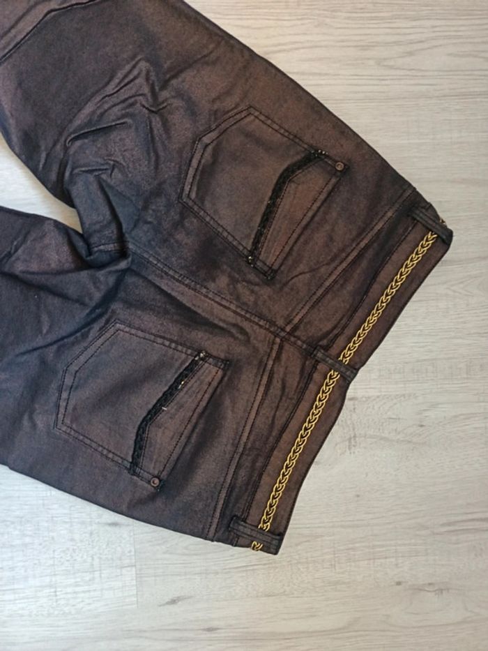 Pantalon femme 38 M grain de malice tbe brun satinée - photo numéro 15