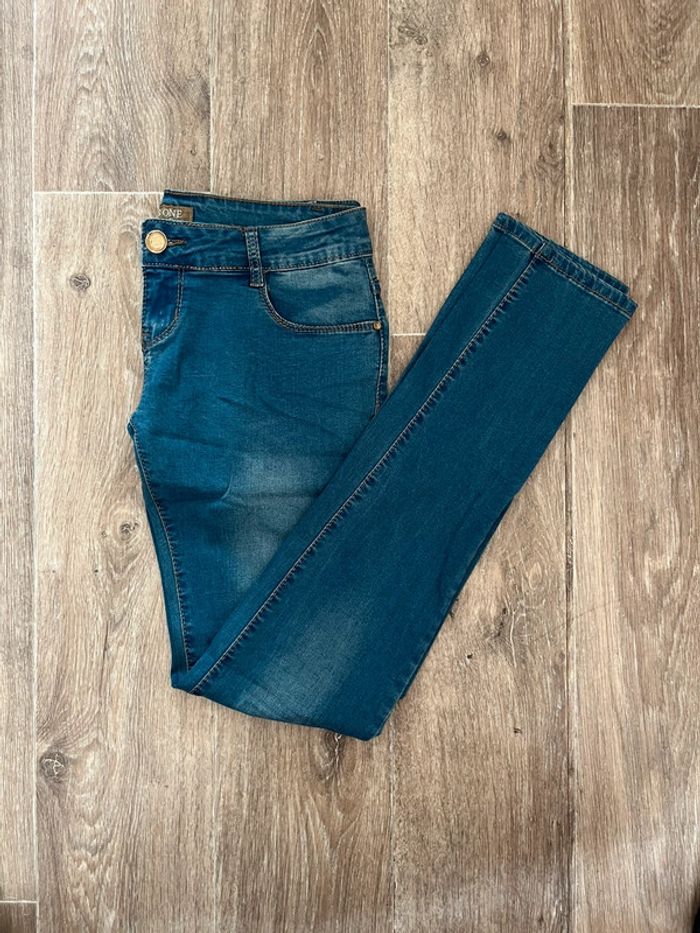 Jean slim, bleu, Miss One, 40
