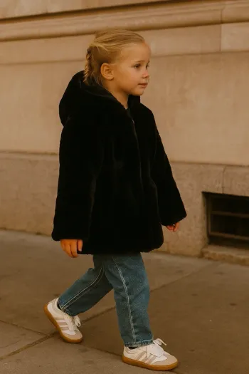 Manteau moumoute noir – Marque 3 Pommes – Taille 3/4 ans