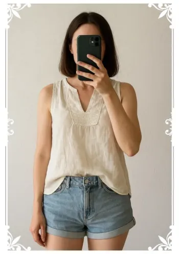 Chemise sans manche brodée blanche Zara taille XS