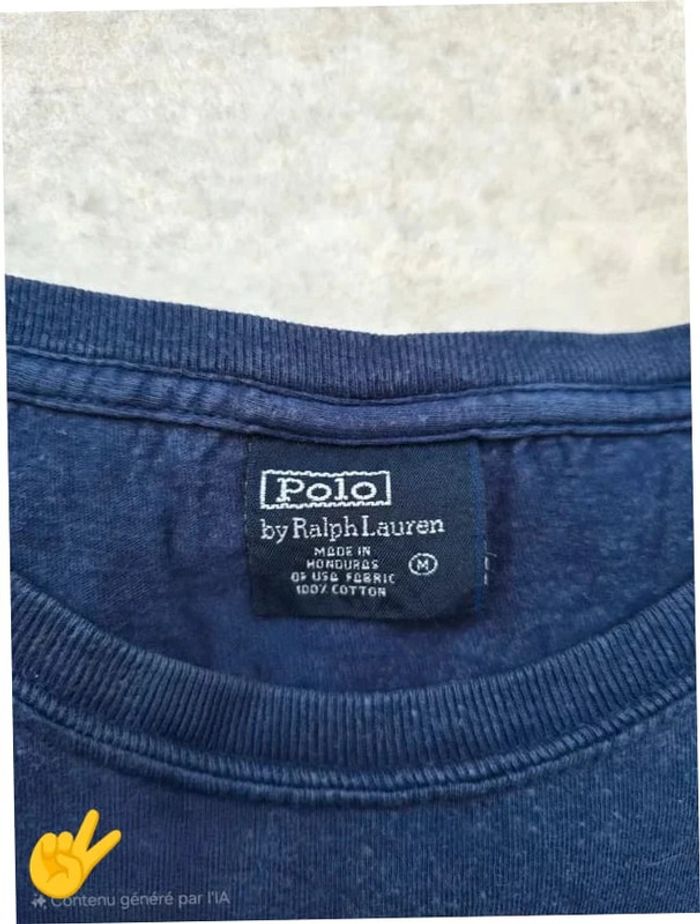 T-shirt Ralph Lauren M coupe col rond bleu Homme Men tee15b - photo numéro 2