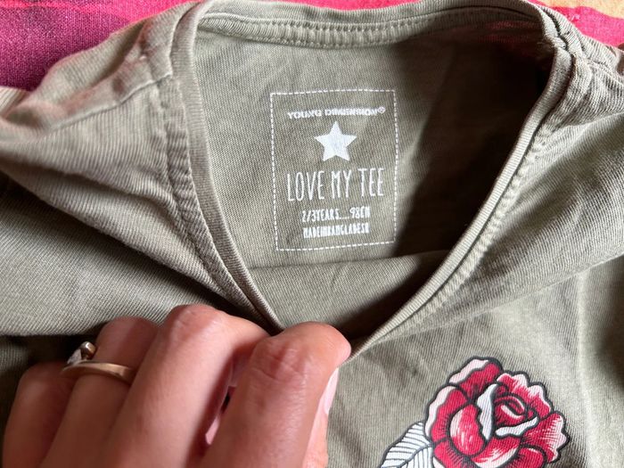 Tee shirt manches longues kaki licorne oiseau rose 24 mois / 3 ans young dimension - photo numéro 3