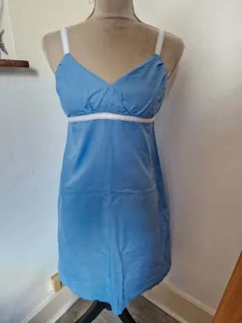 Robe camaïeu bleu lin et coton taille 40