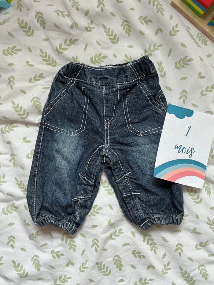 jean bleu doublé resserré au bas des jambes pressions entre les jambes kimbaloo 1 mois - photo numéro 2