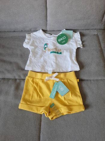 Ensemble Obaïbi t-shirt et short taille 3 mois neuf avec étiquettes