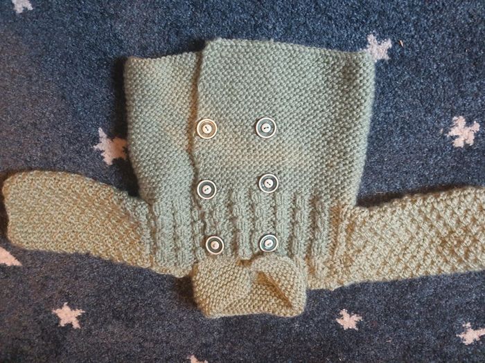 🌺 gilet fait main mixte 6 mois vert - photo numéro 2