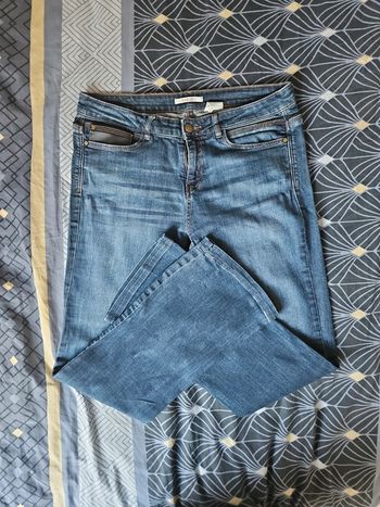 Jean empiecement cuir 40 Camaïeu