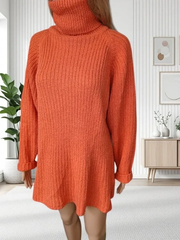 .pull long col roulé Renatto Bene orange Taille unique