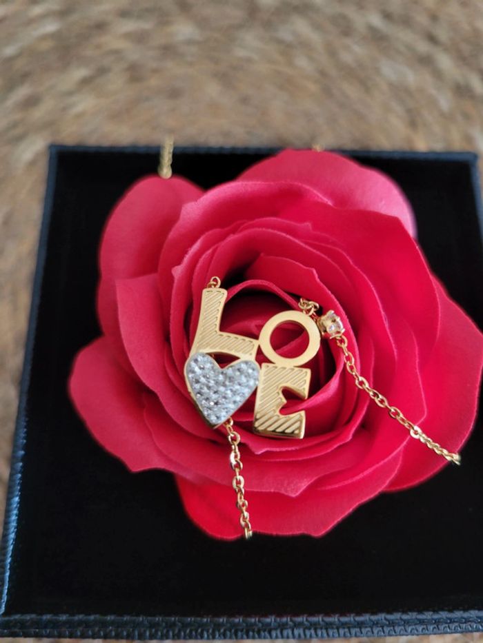 Collier love, cœur en zirconiums acier - photo numéro 2