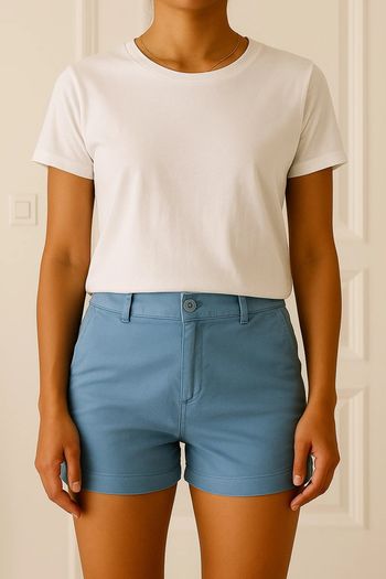 Short bleu en coton