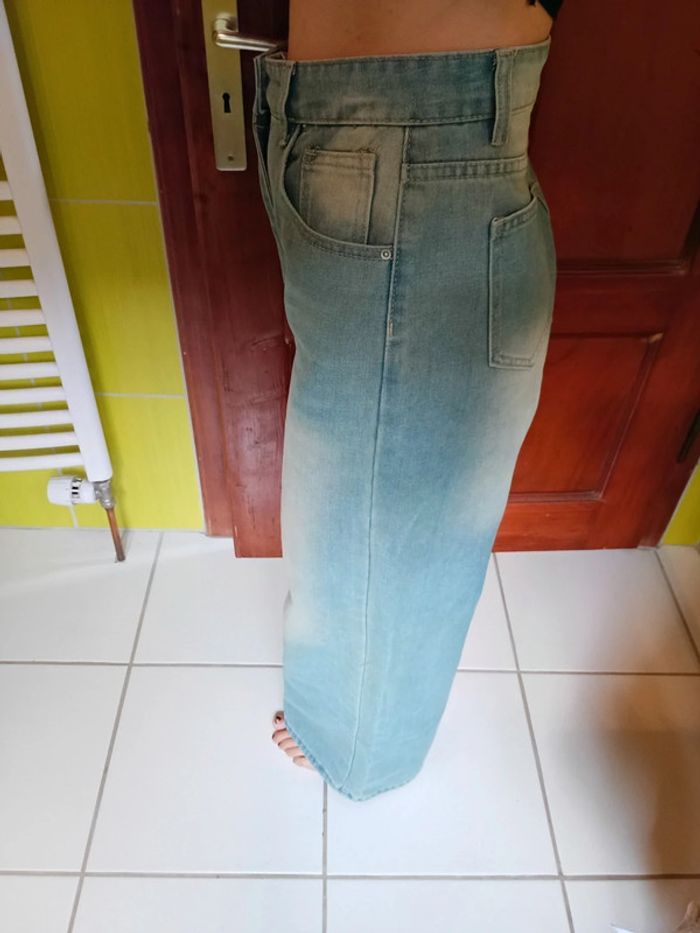 Simili Jeans femme bleu clair jambes larges Dazy - photo numéro 5